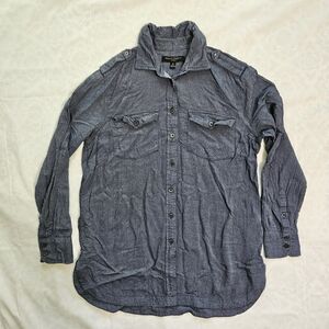 Banana Republic Womens S Parker Tunic Fit Utility Shirt Chambray Button Down